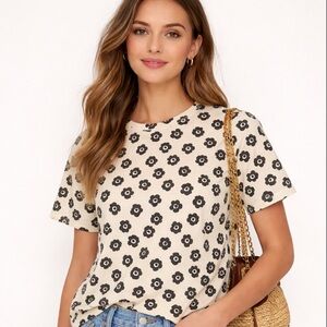 Tory Burch Flocked Flower Stencil Shirt